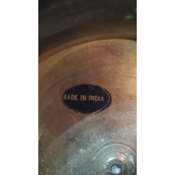 Vintage Solid Brass Basket With Handle Ruffled Edge 8" x 9" Made in India - Picture 7 of 7